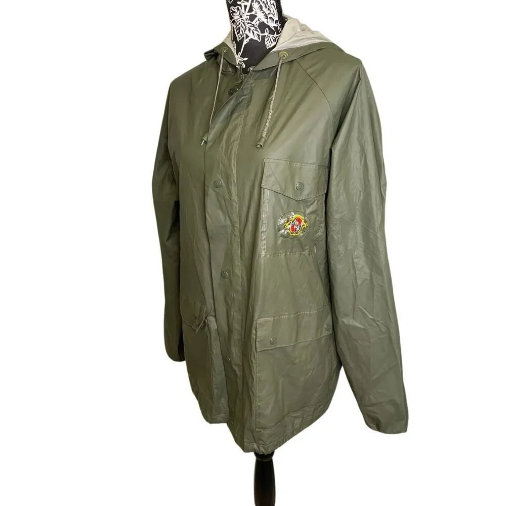 Stearns Dry Wear PVC Rain Jacket Olive Green Hooded Fishing Waterproof Coat